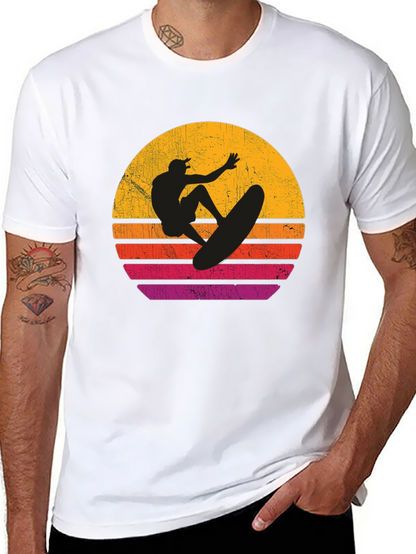 Surfer Sunset Graphic T-Shirt - Black Cotton Tee