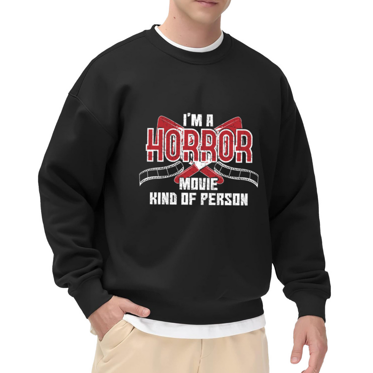 Horror Movie Kind Of Person Crewneck Sweatshirt - Scary Film Lover Cleaver Design Pullover