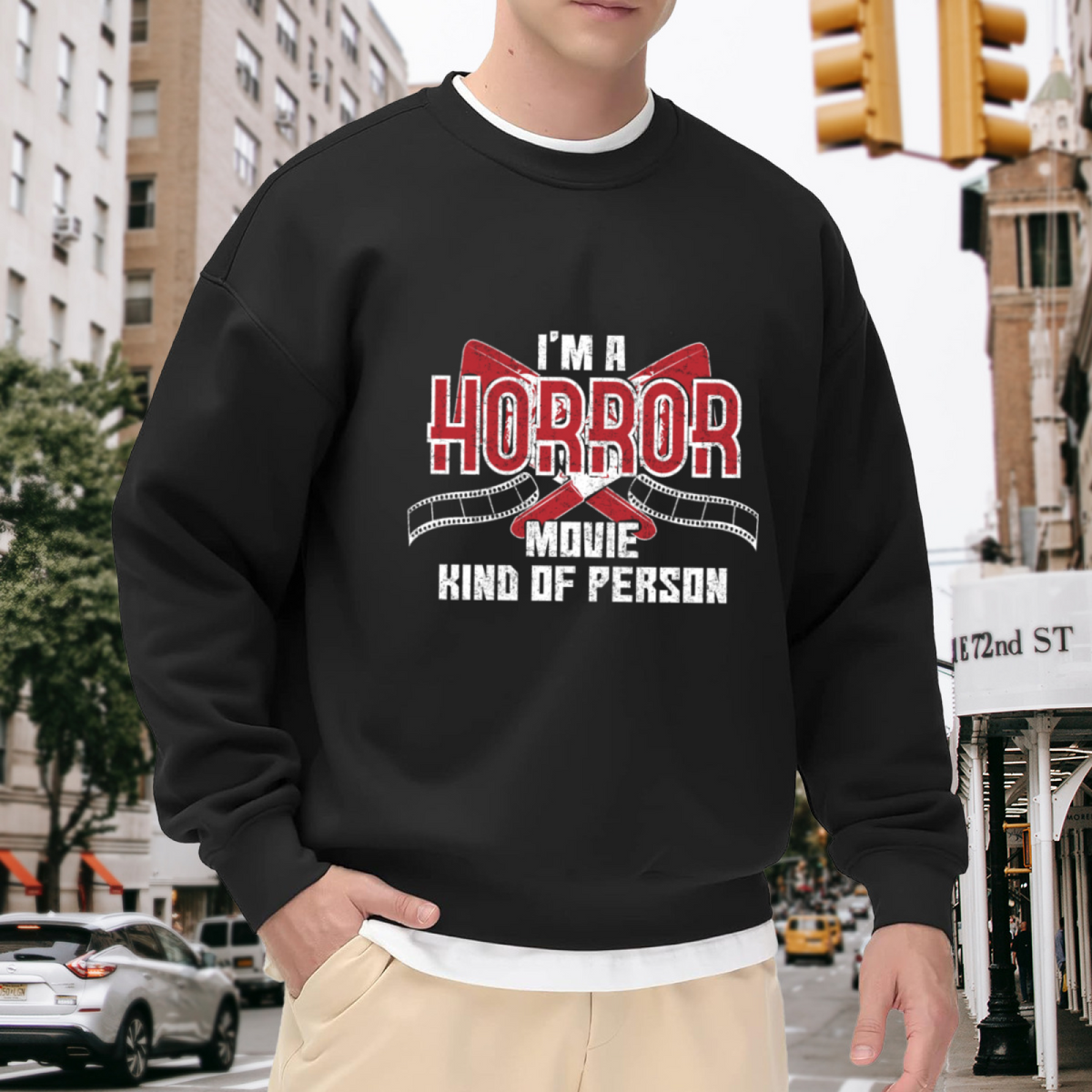 Horror Movie Kind Of Person Crewneck Sweatshirt - Scary Film Lover Cleaver Design Pullover