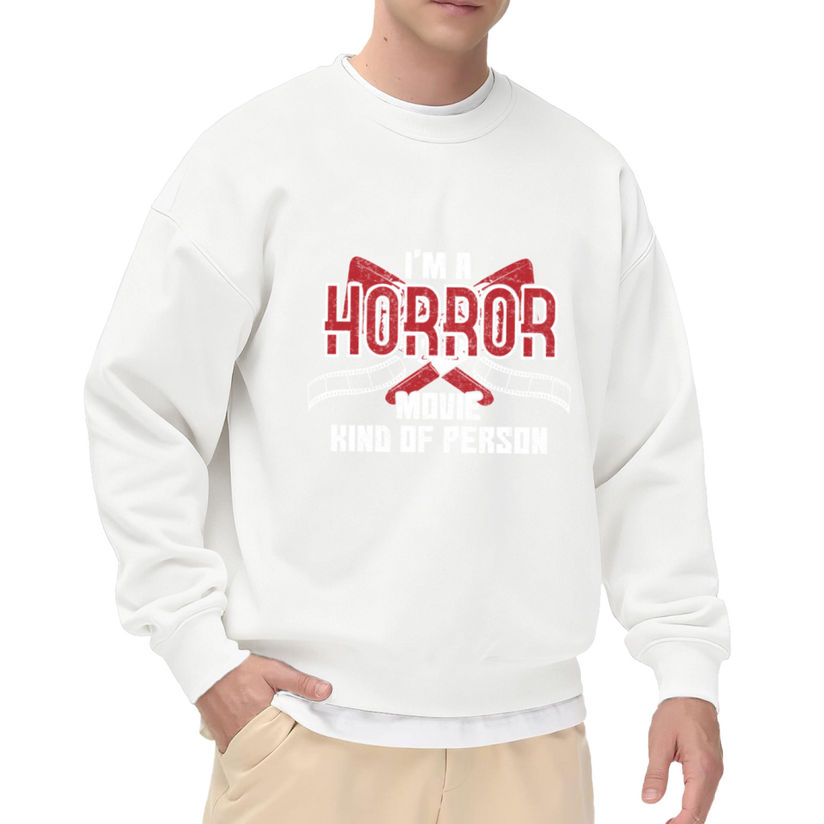 Horror Movie Kind Of Person Crewneck Sweatshirt - Scary Film Lover Cleaver Design Pullover