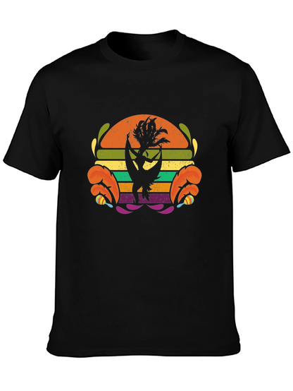 Retro Hula Dancer Graphic Tee - Black