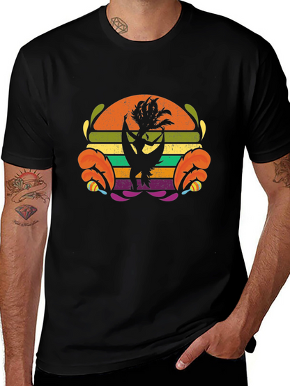 Retro Hula Dancer Graphic Tee - Black