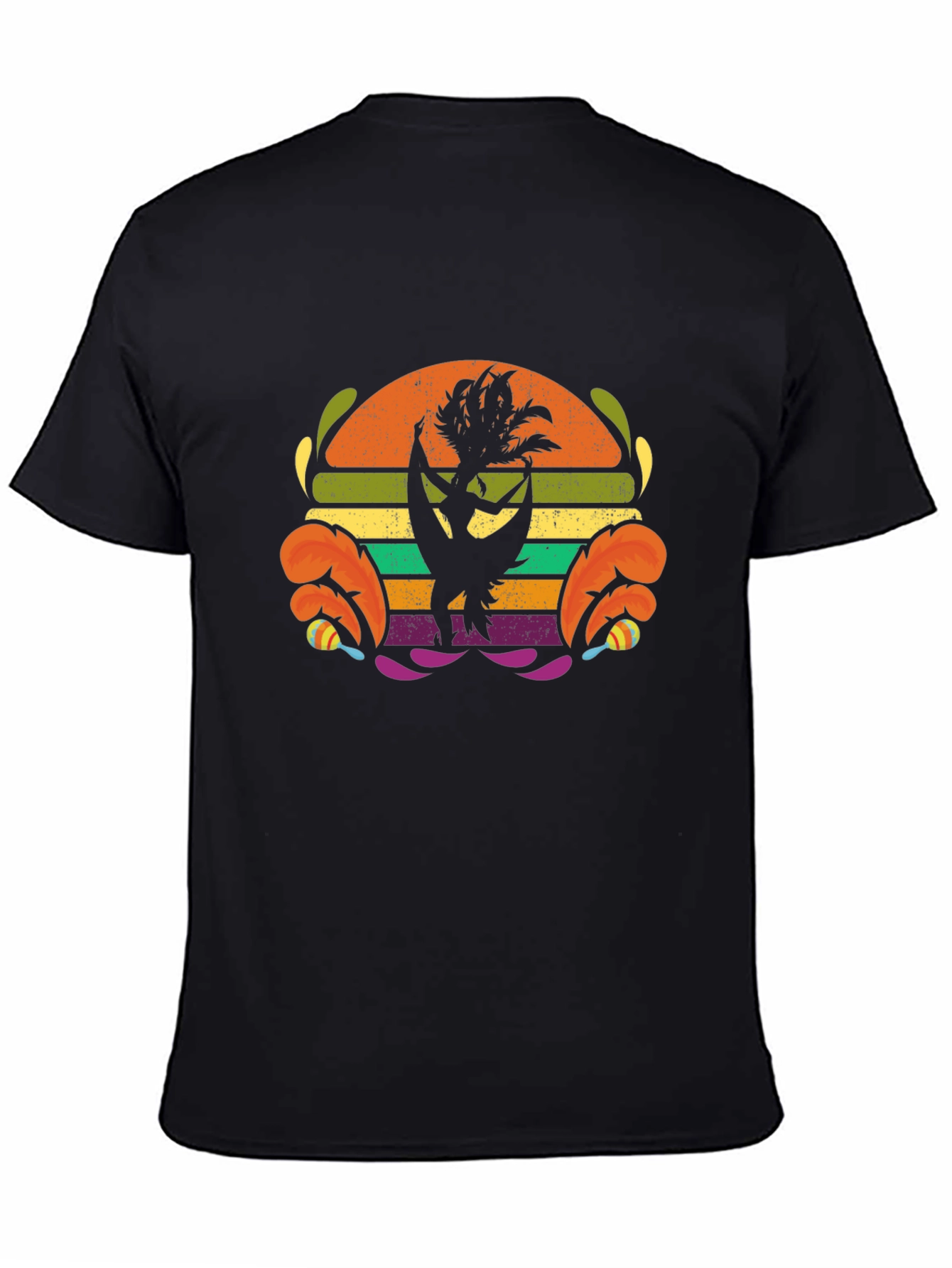 Retro Hula Dancer Graphic Tee - Black