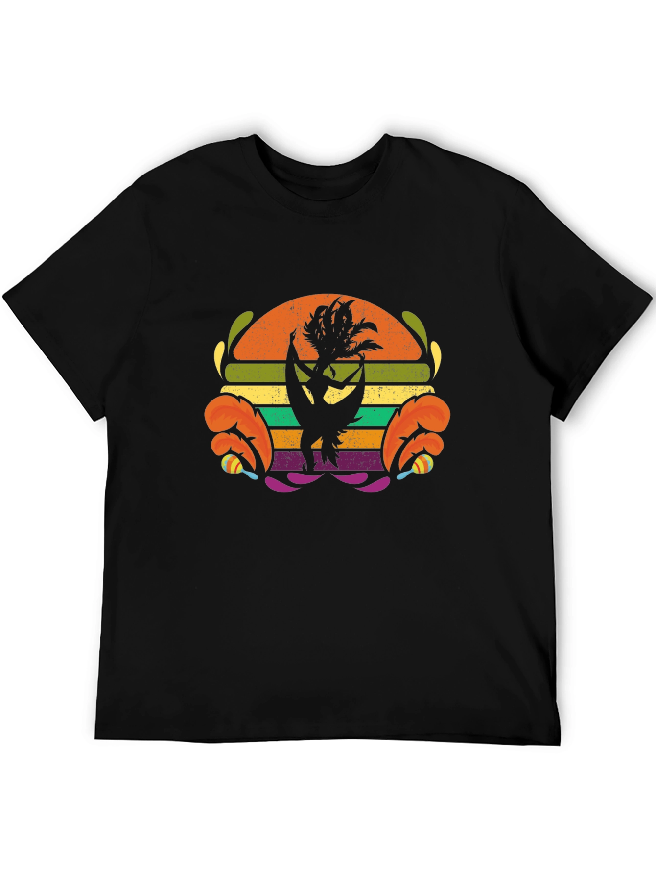 Retro Hula Dancer Graphic Tee - Black