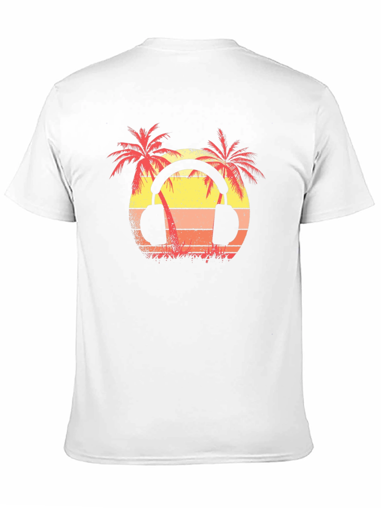 Sunset Palm Tree Headphones Graphic T-Shirt