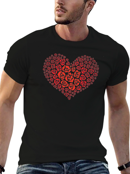 Heart of Roses Graphic T-Shirt - Black