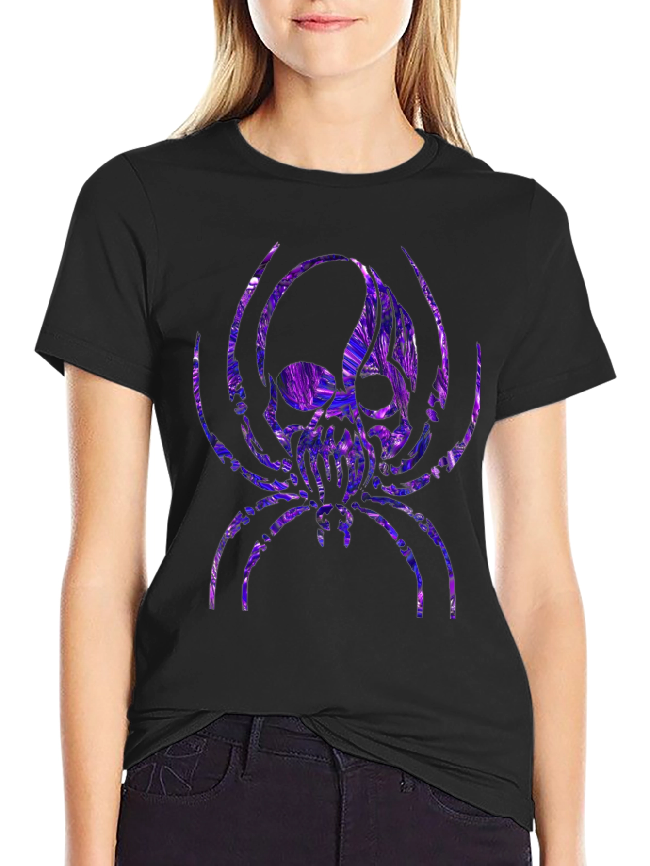 Skull Spider Graphic Tee - Black