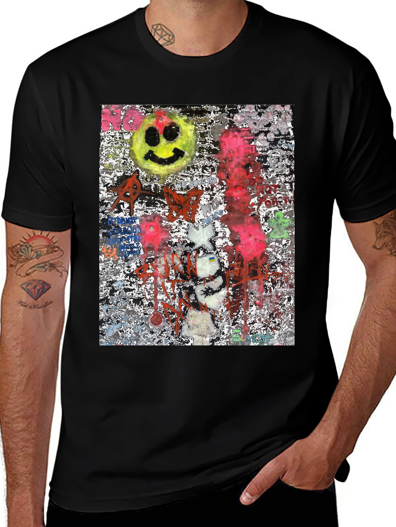 Edgy Graphic Print Crew Neck T-Shirt