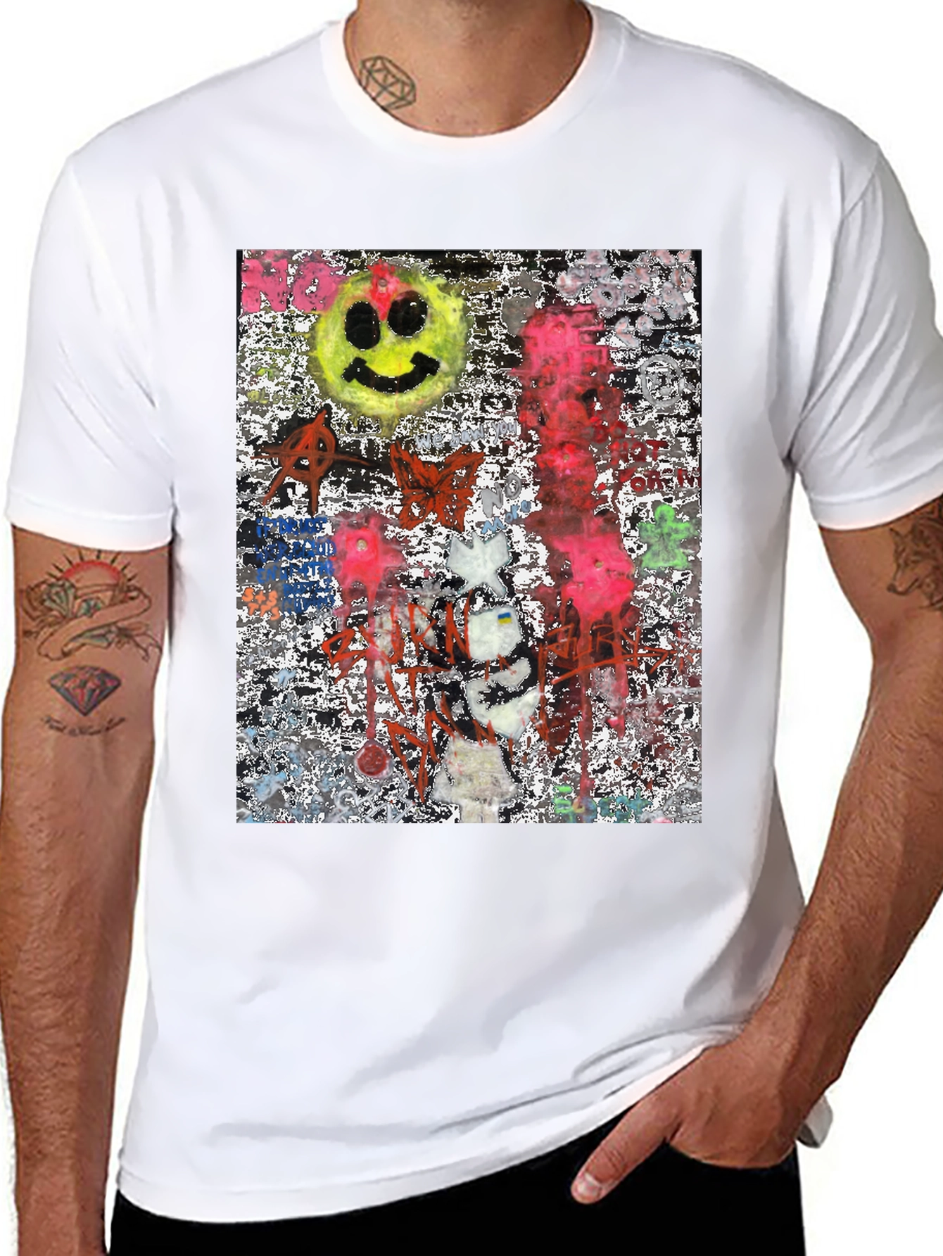 Edgy Graphic Print Crew Neck T-Shirt