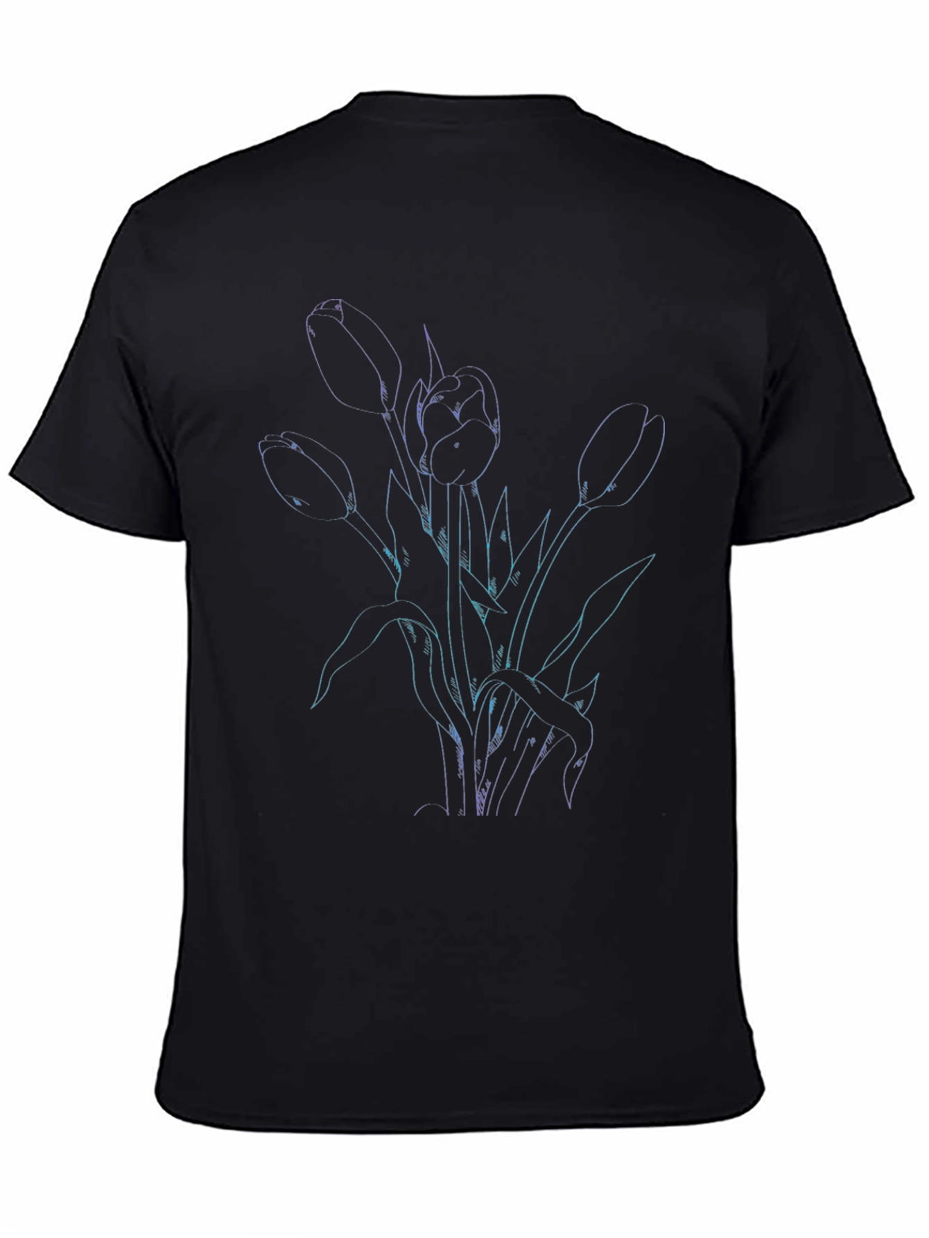 Tulip Outline Graphic Tee - Black