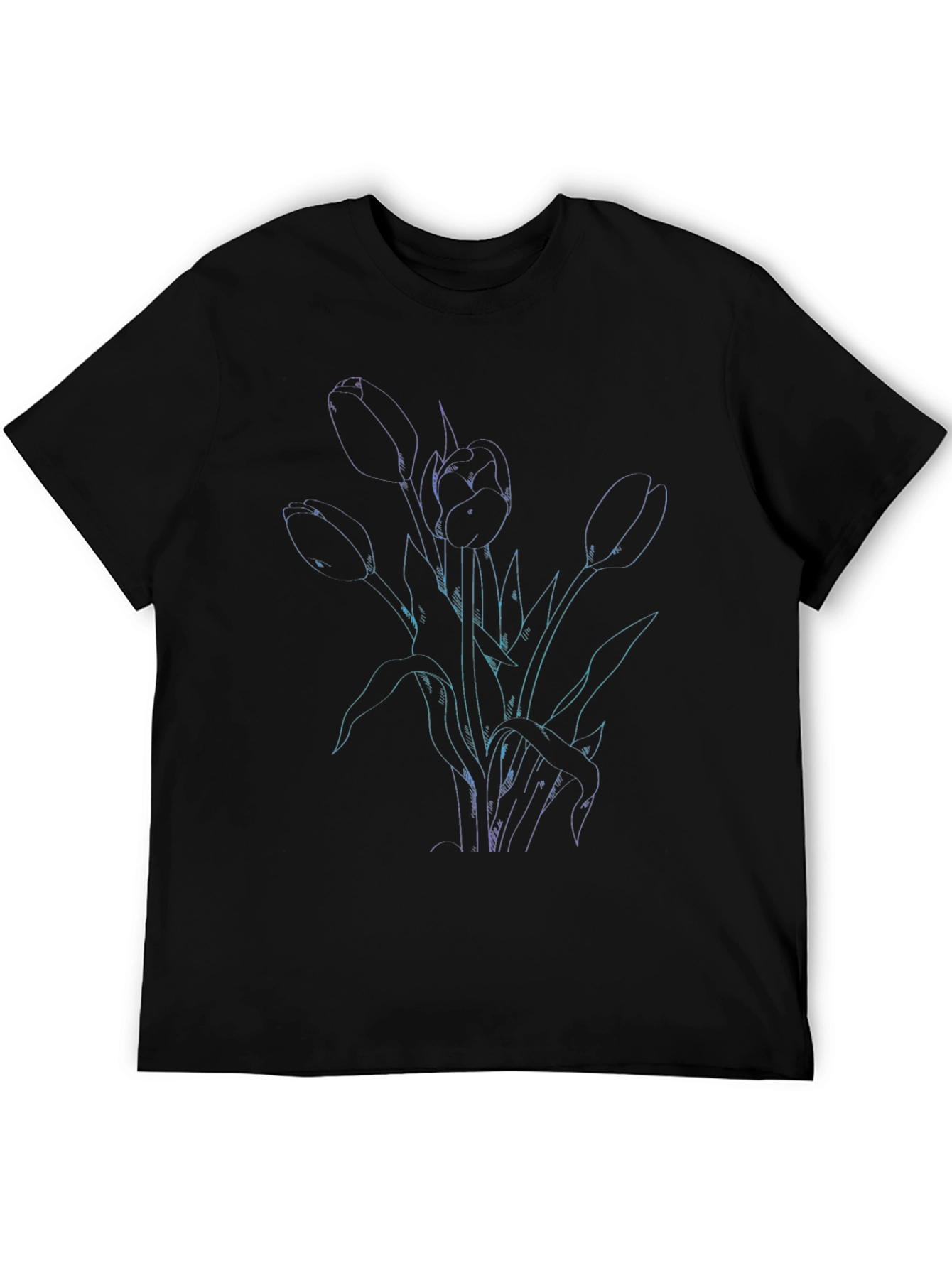 Tulip Outline Graphic Tee - Black