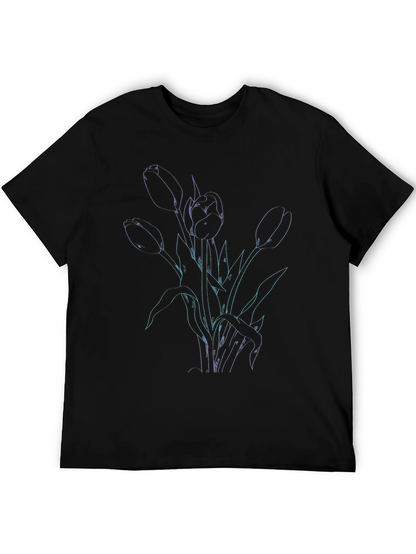 Tulip Outline Graphic Tee - Black