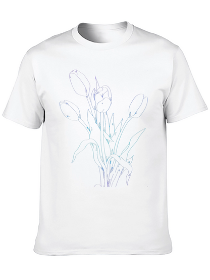 Tulip Outline Graphic Tee - Black