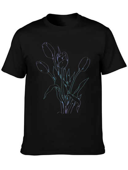 Tulip Outline Graphic Tee - Black