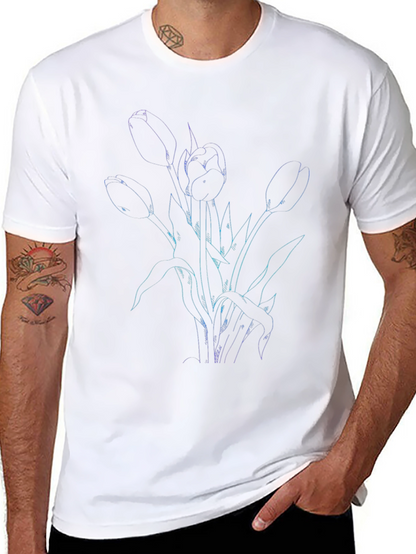 Tulip Outline Graphic Tee - Black
