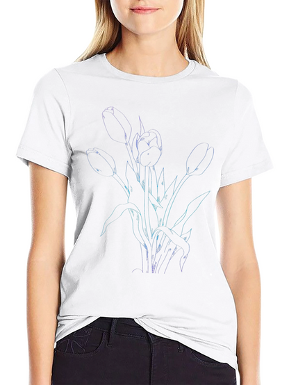 Tulip Outline Graphic Tee - Black