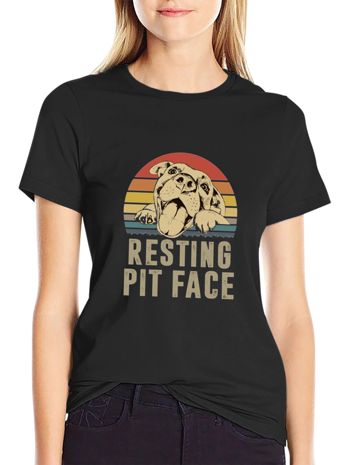 Resting Pit Face T-Shirt - Dog Lover Tee