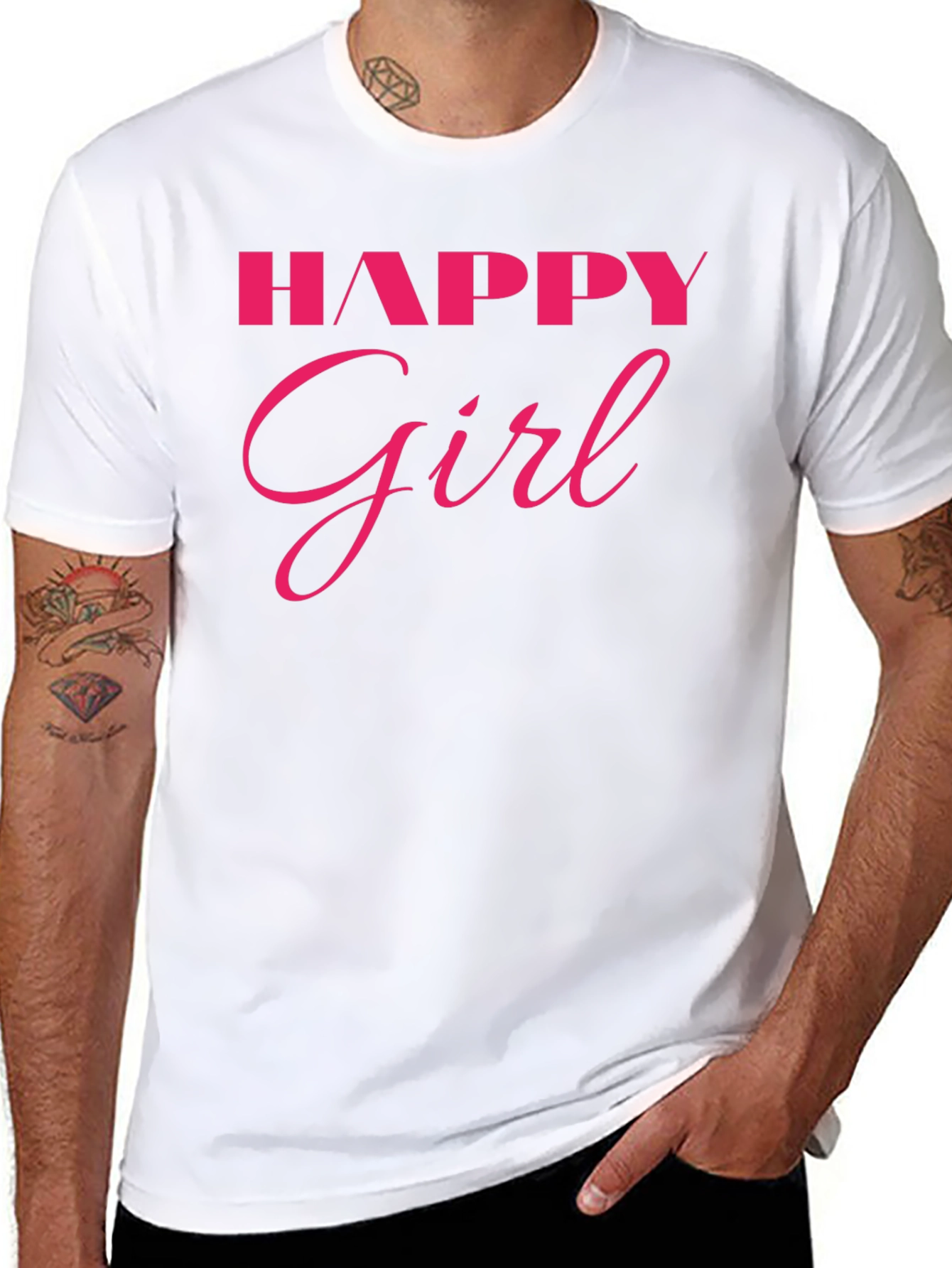 Happy Girl Graphic Tee - Black Cotton T-Shirt