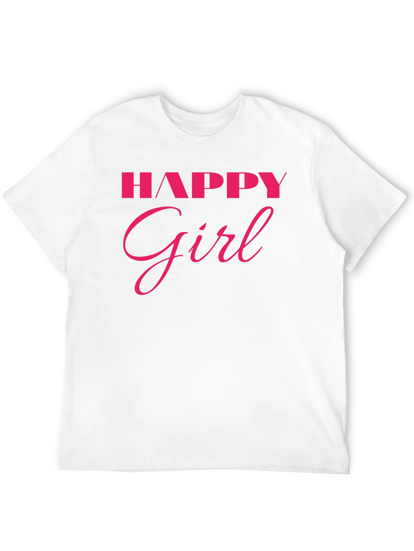 Happy Girl Graphic Tee - Black Cotton T-Shirt