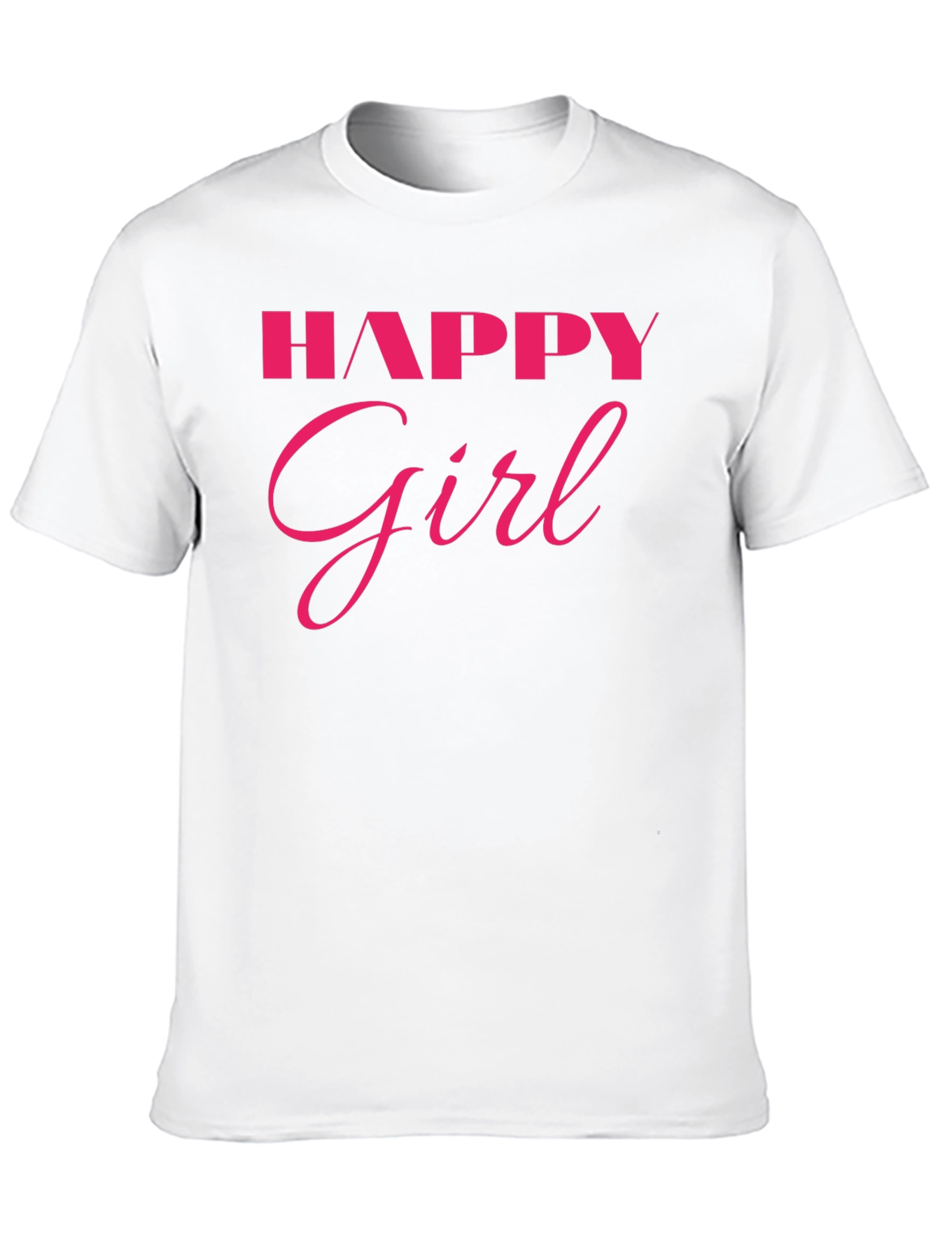 Happy Girl Graphic Tee - Black Cotton T-Shirt