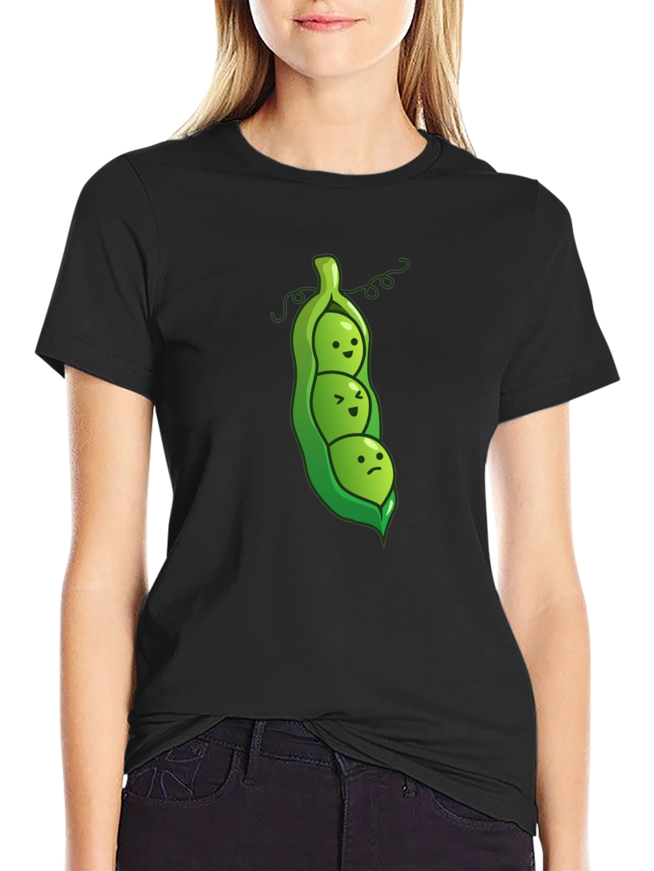 Three Peas in a Pod Graphic Tee - Black
