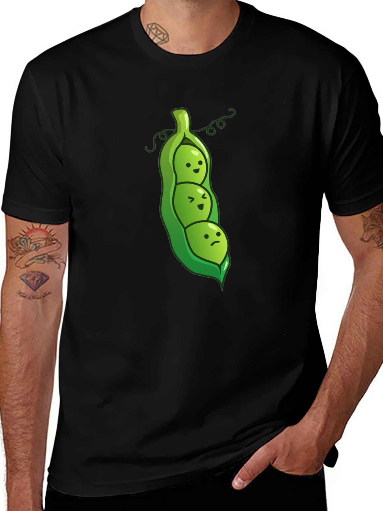 Three Peas in a Pod Graphic Tee - Black