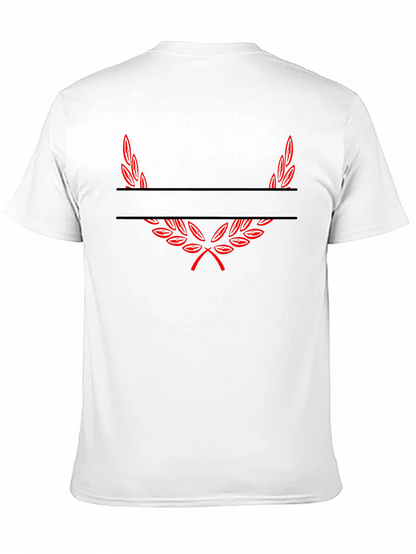 Black Tee with Red Laurel Wreath Graphic