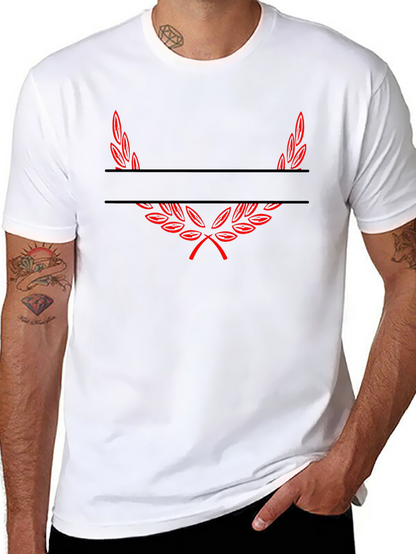 Black Tee with Red Laurel Wreath Graphic