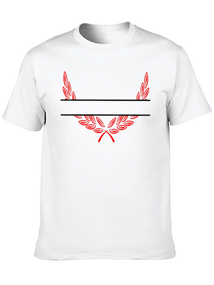 Black Tee with Red Laurel Wreath Graphic