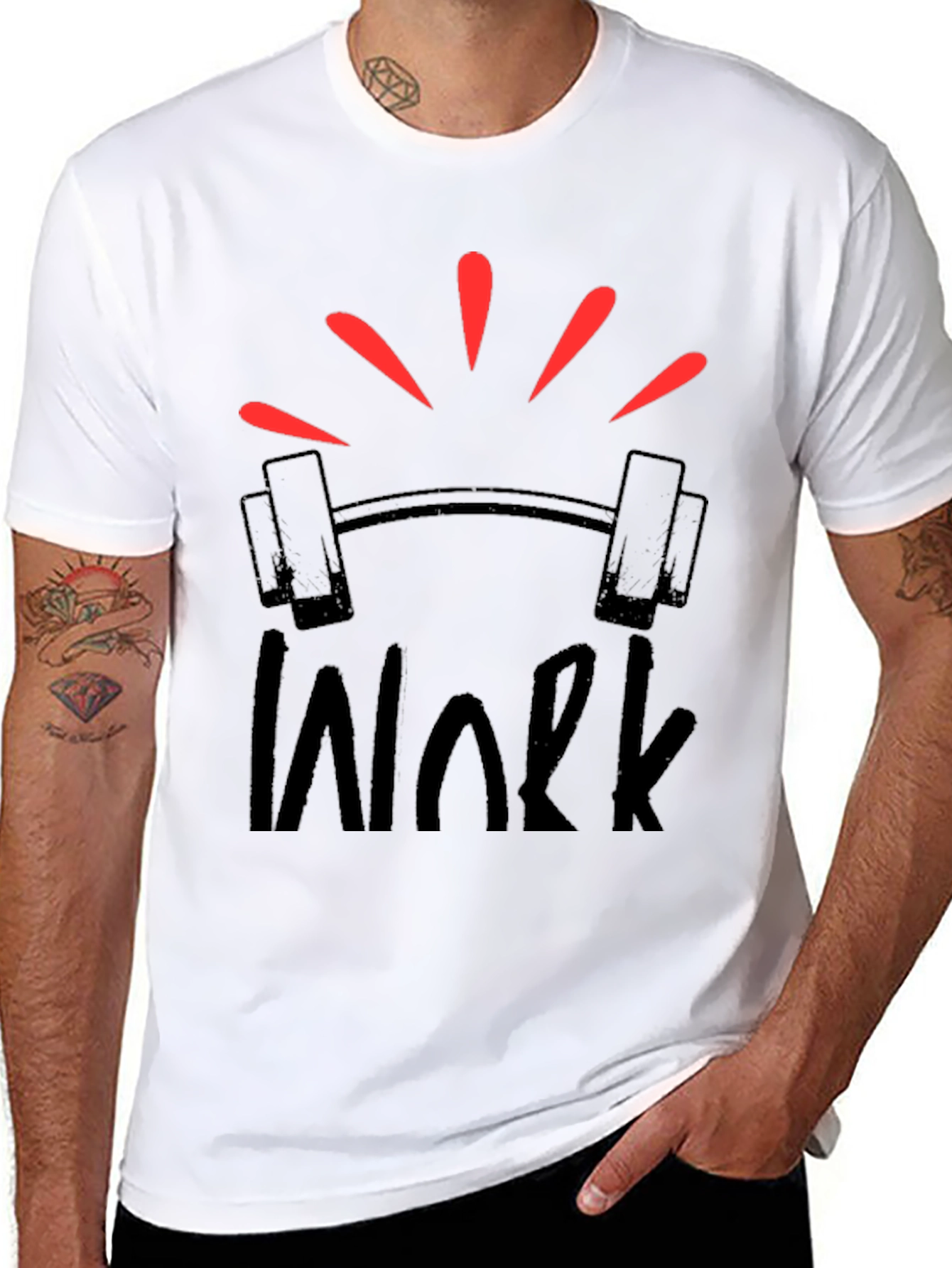 Work Barbell Graphic T-Shirt - Gym Motivation
