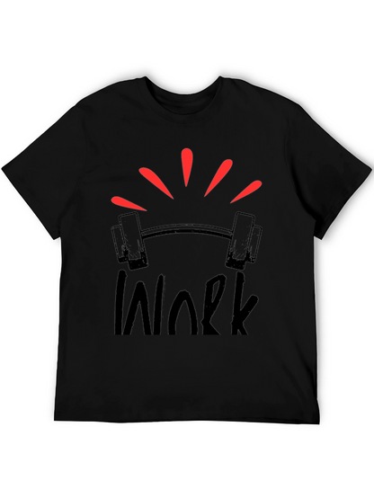 Work Barbell Graphic T-Shirt - Gym Motivation