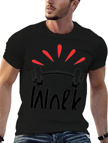 Work Barbell Graphic T-Shirt - Gym Motivation