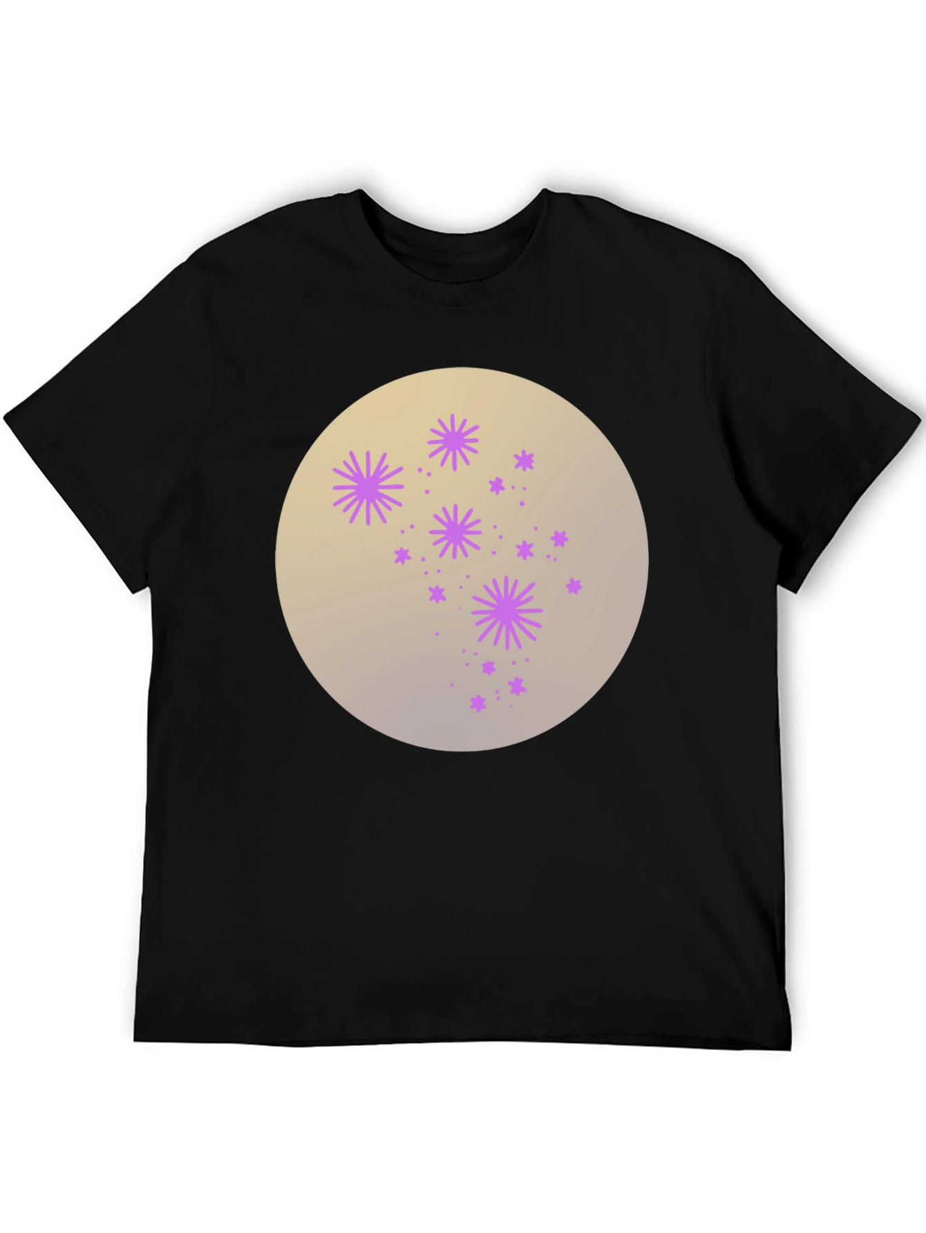 Celestial Starburst Graphic Tee - Black Cotton Blend
