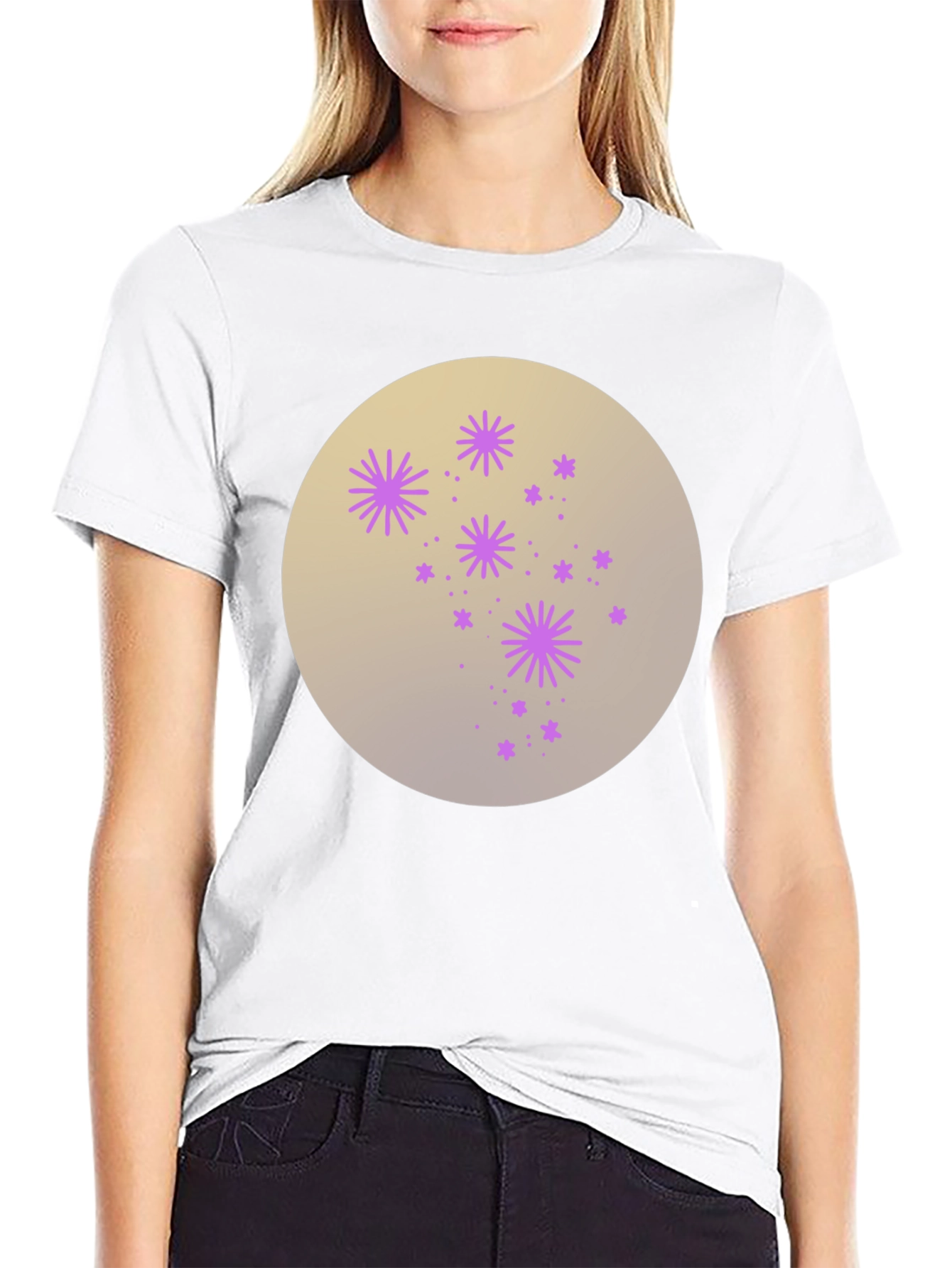 Celestial Starburst Graphic Tee - Black Cotton Blend