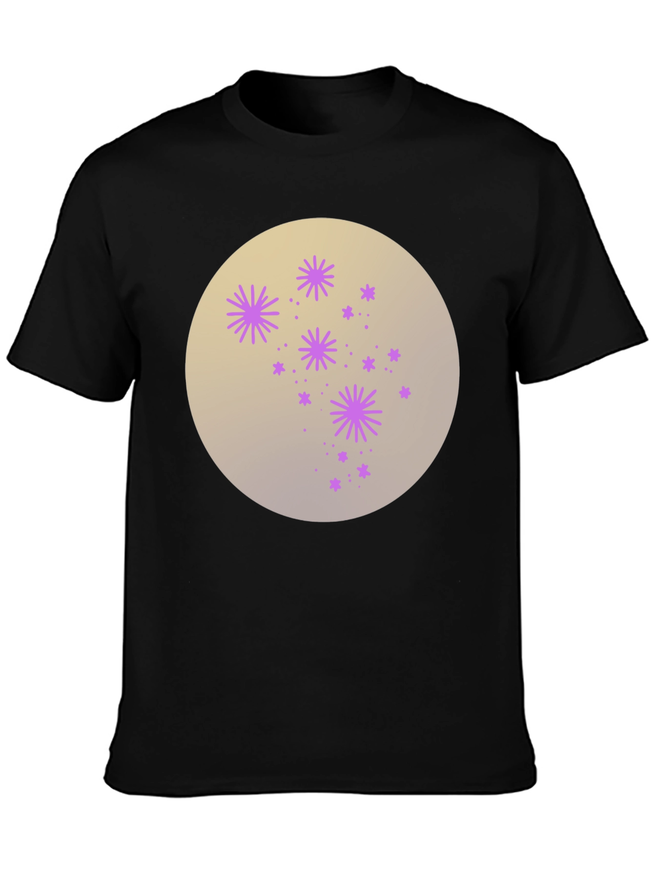 Celestial Starburst Graphic Tee - Black Cotton Blend