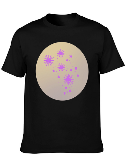 Celestial Starburst Graphic Tee - Black Cotton Blend