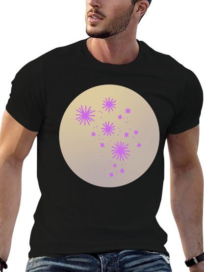 Celestial Starburst Graphic Tee - Black Cotton Blend