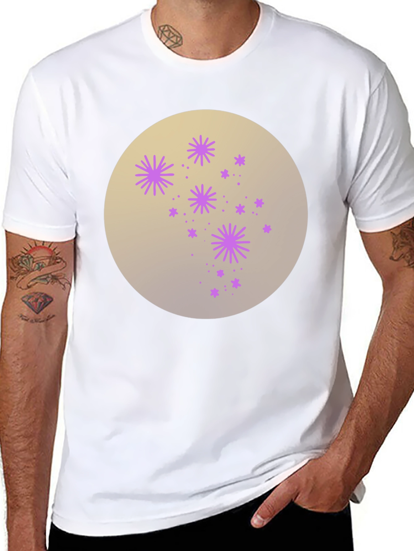 Celestial Starburst Graphic Tee - Black Cotton Blend