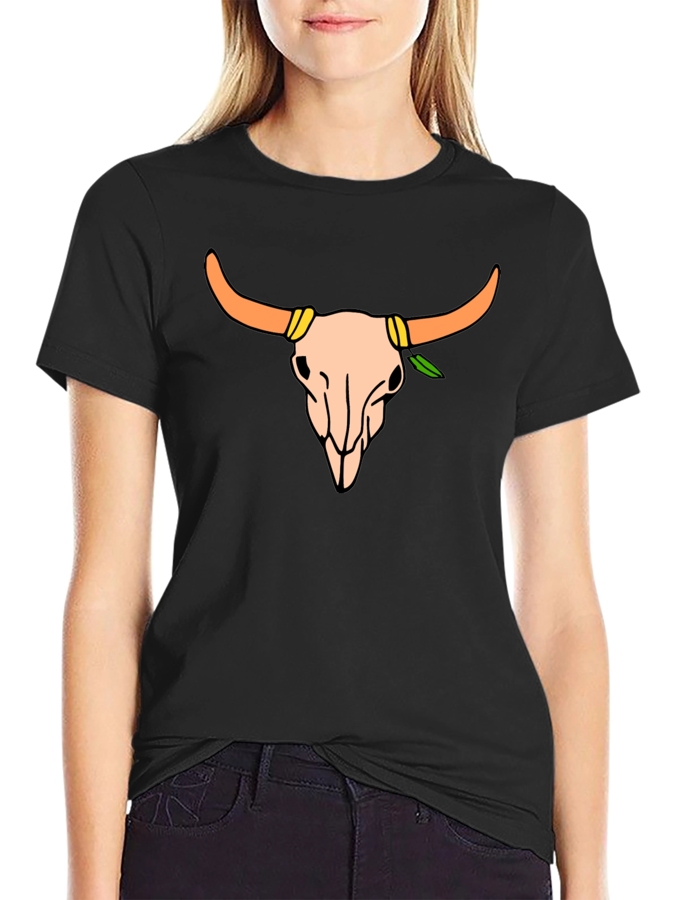 Skull Graphic Tee - Western Style Black T-Shirt