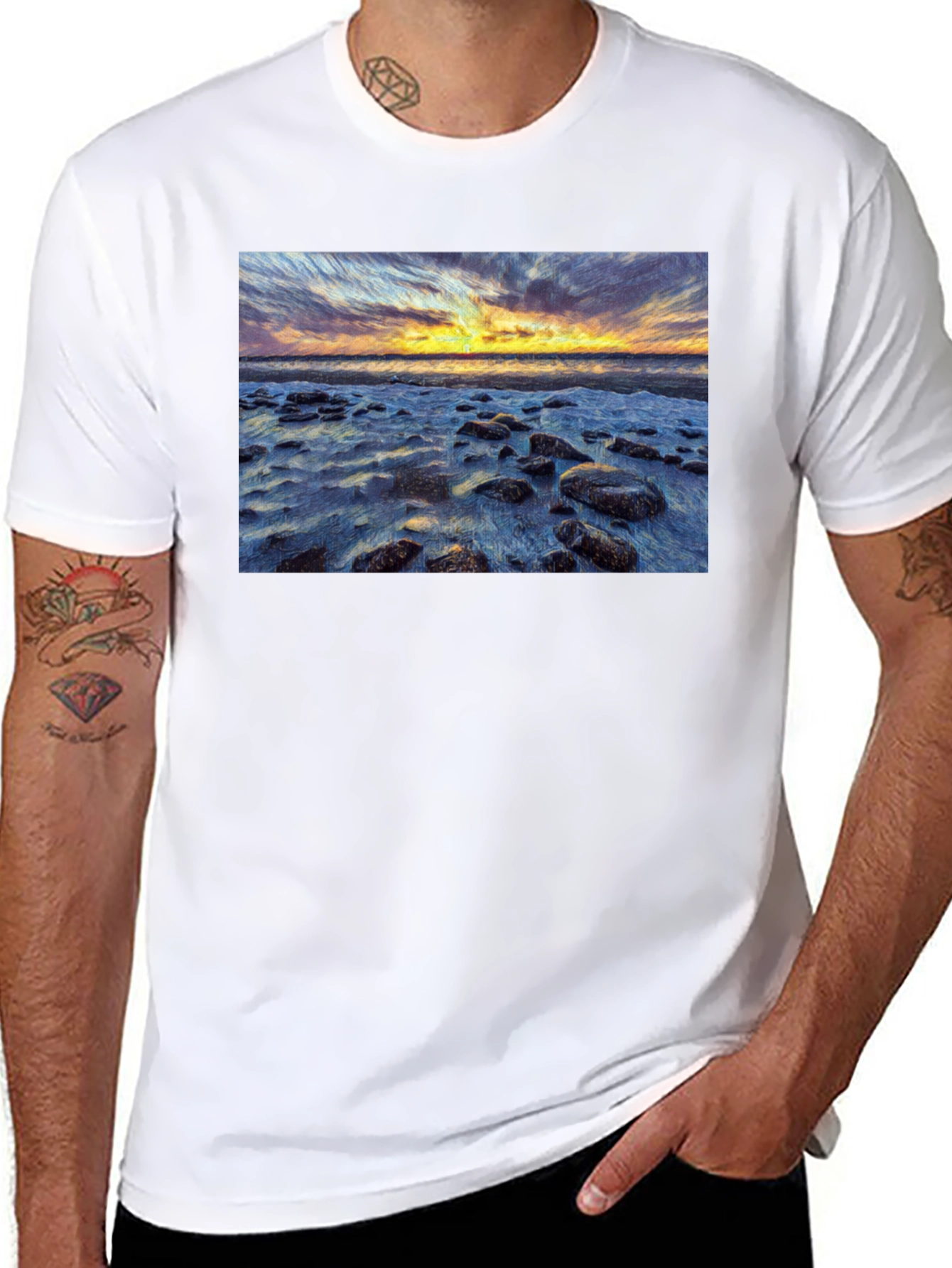 Sunset Beach Print T-Shirt