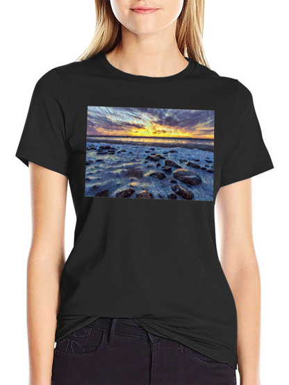 Sunset Beach Print T-Shirt