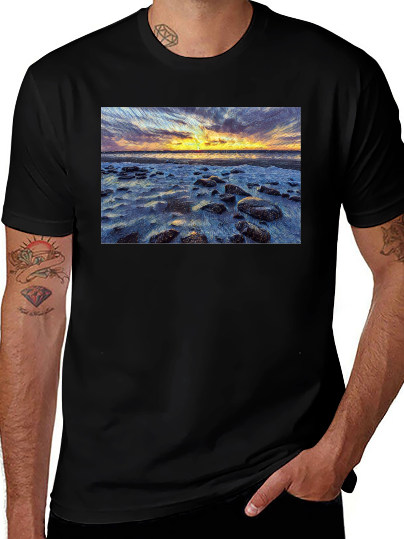 Sunset Beach Print T-Shirt