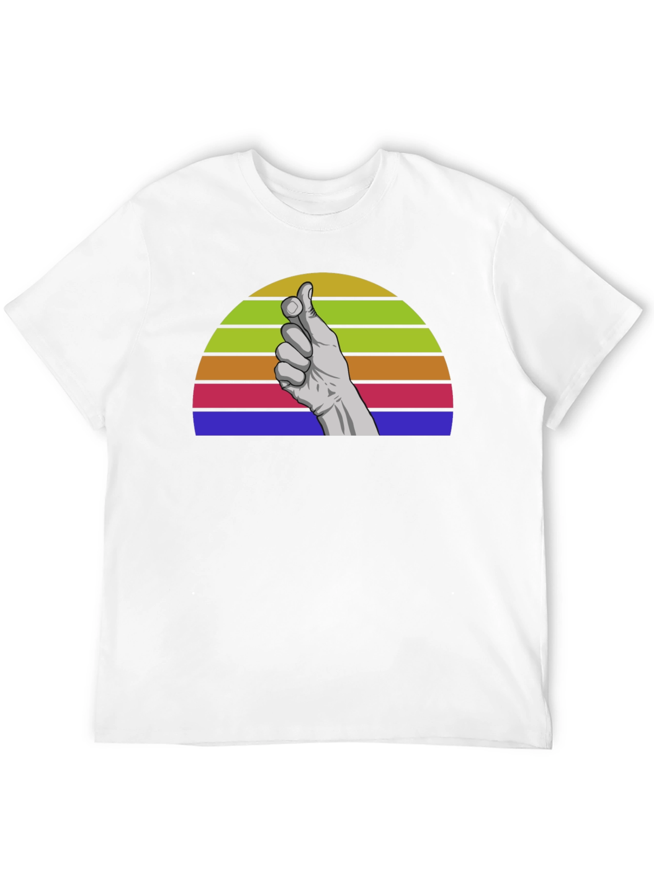 Retro Hand Gesture Graphic Tee - Black Cotton Blend