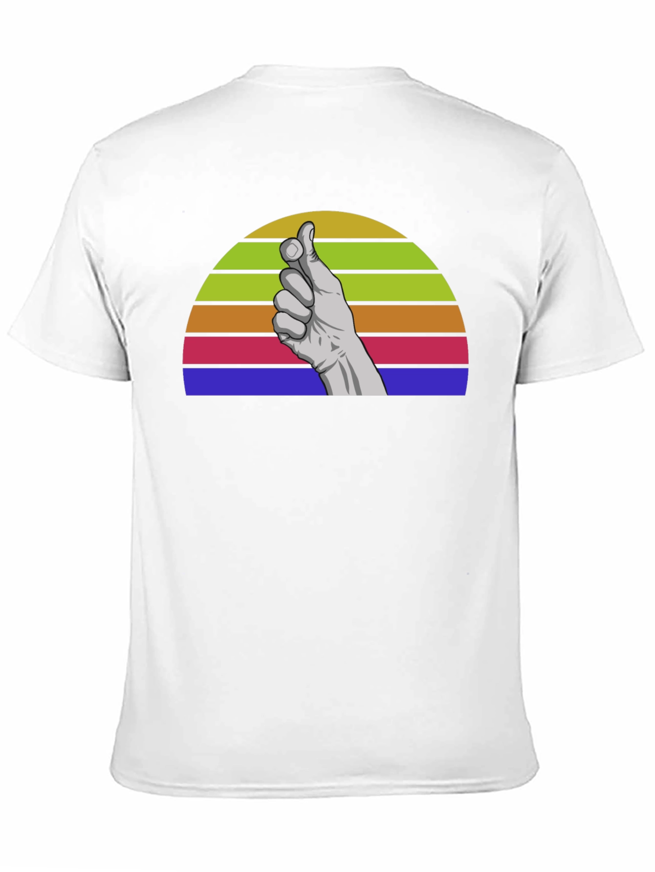 Retro Hand Gesture Graphic Tee - Black Cotton Blend