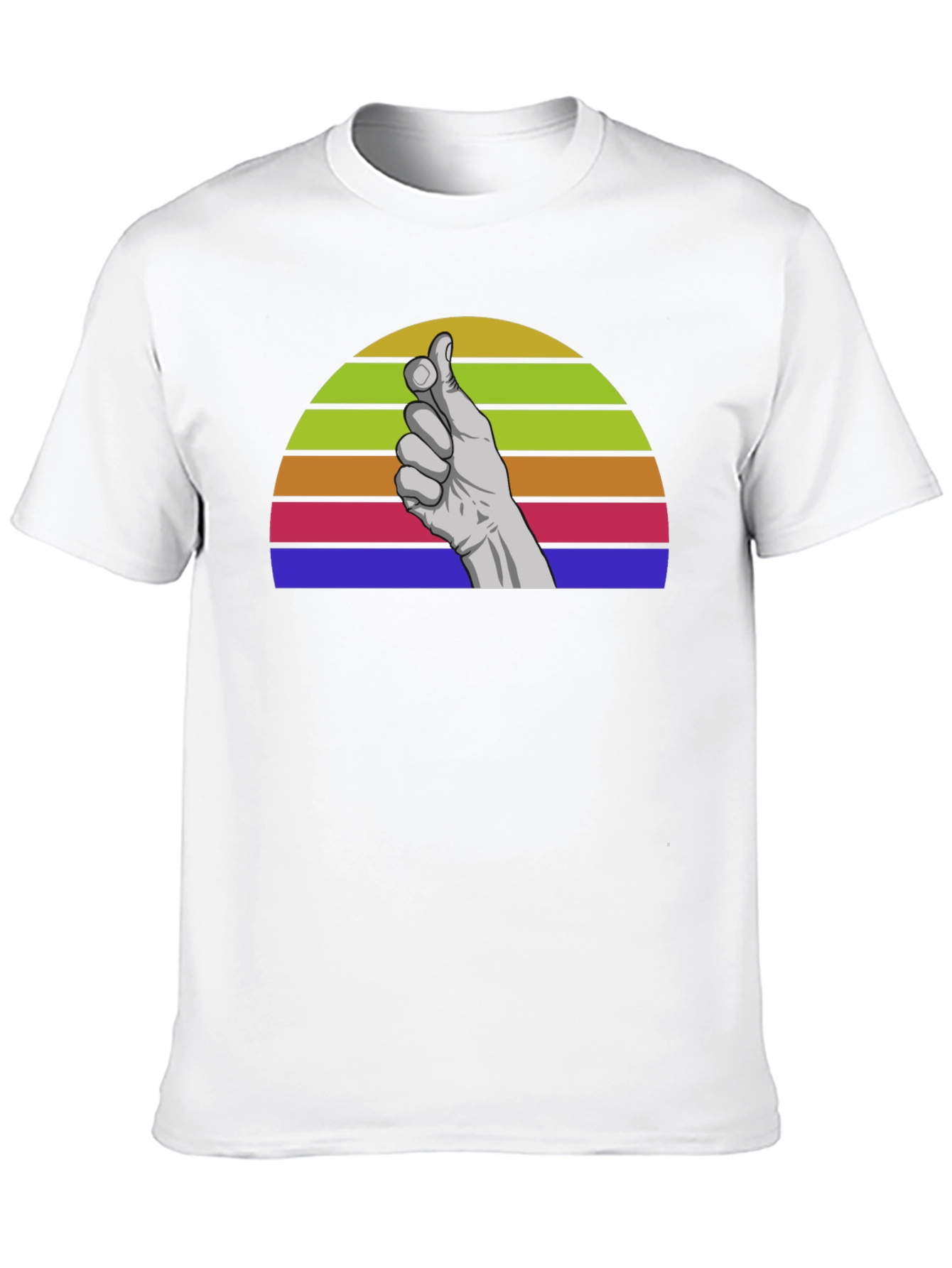 Retro Hand Gesture Graphic Tee - Black Cotton Blend