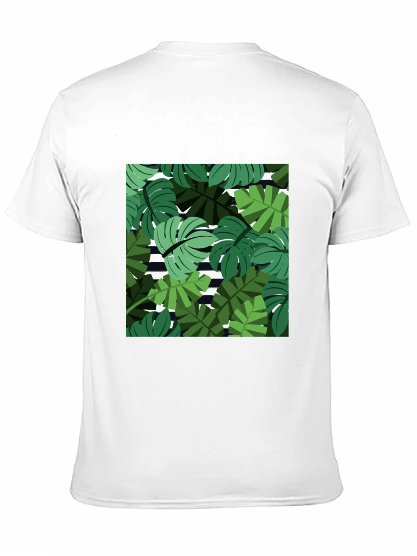Tropical Leaf Print Mens Black T-Shirt