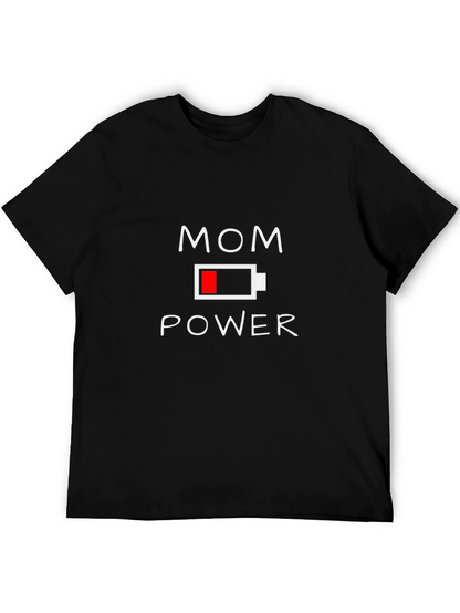 Mom Power Battery Graphic T-Shirt - Black