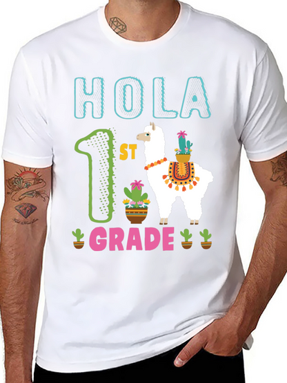 Hola 1st Grade Llama Kids T-Shirt
