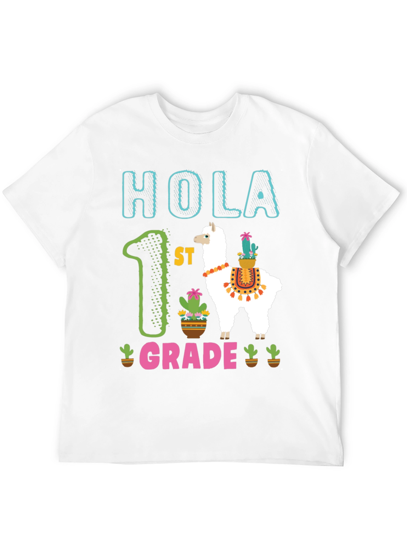 Hola 1st Grade Llama Kids T-Shirt