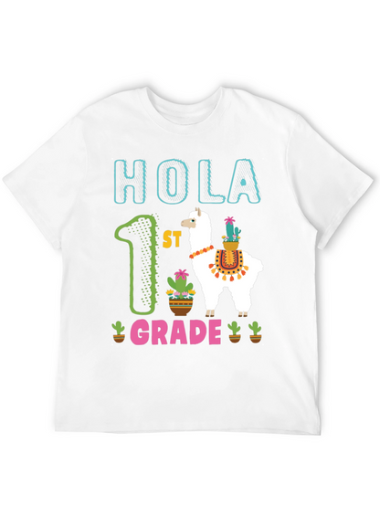 Hola 1st Grade Llama Kids T-Shirt